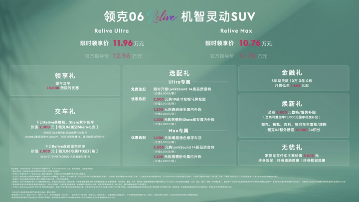 限时售价10.76万元起,领克06 Relive 焕新上市!首搭「Lynk Sound 聆境之声」